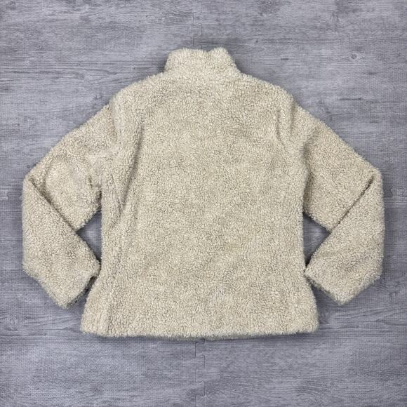 Pendleton Sherpa Fleece Wool Blend Jacket Women’s S Teddy Beige Plaid Contrast - Picture 7 of 13